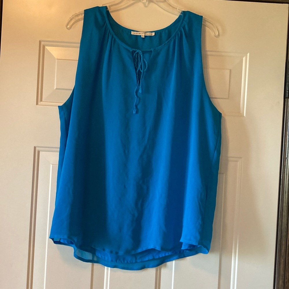 XL Violet & Claire Turquoise Sleeveless Summer Top